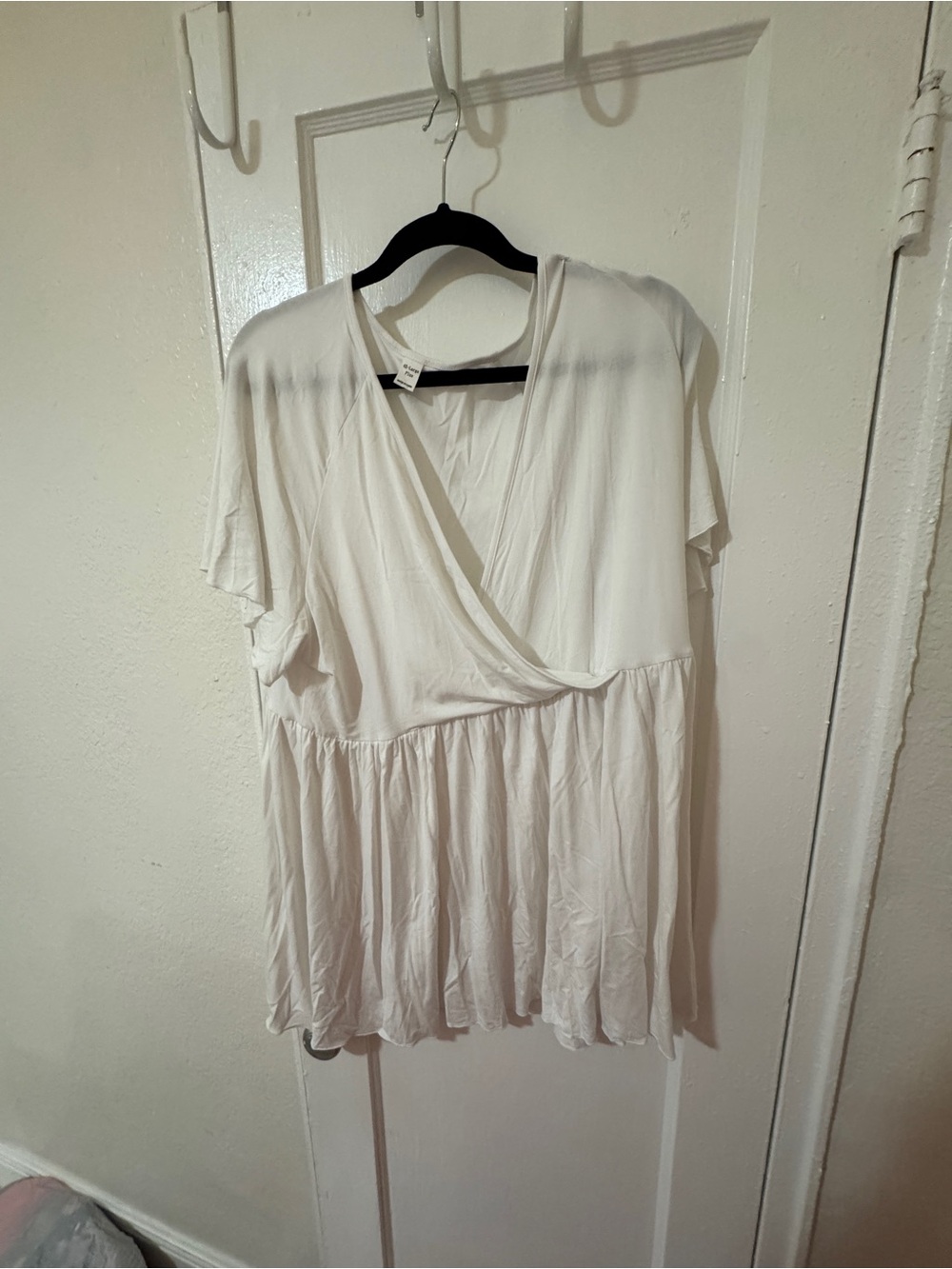 Amazon White V-Neck Wrap Babydoll Blouse